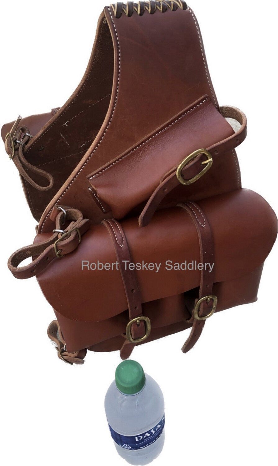 Premium Harness Leather Medicine Saddlebag Oiled Chestnut Finish with Brass Hardware