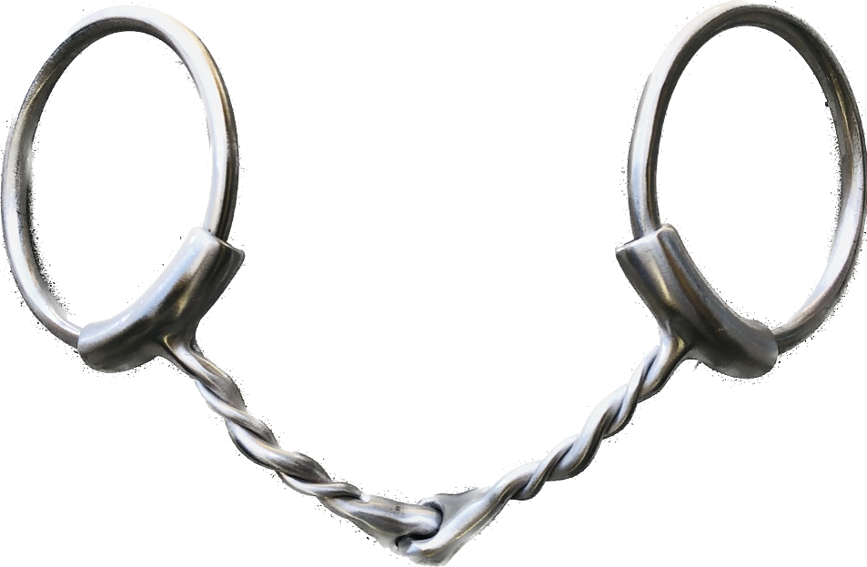 Twisted Wire Shaped Snaffle Bit With Sleeves On Loose Rings In Brushed Stainless Finish