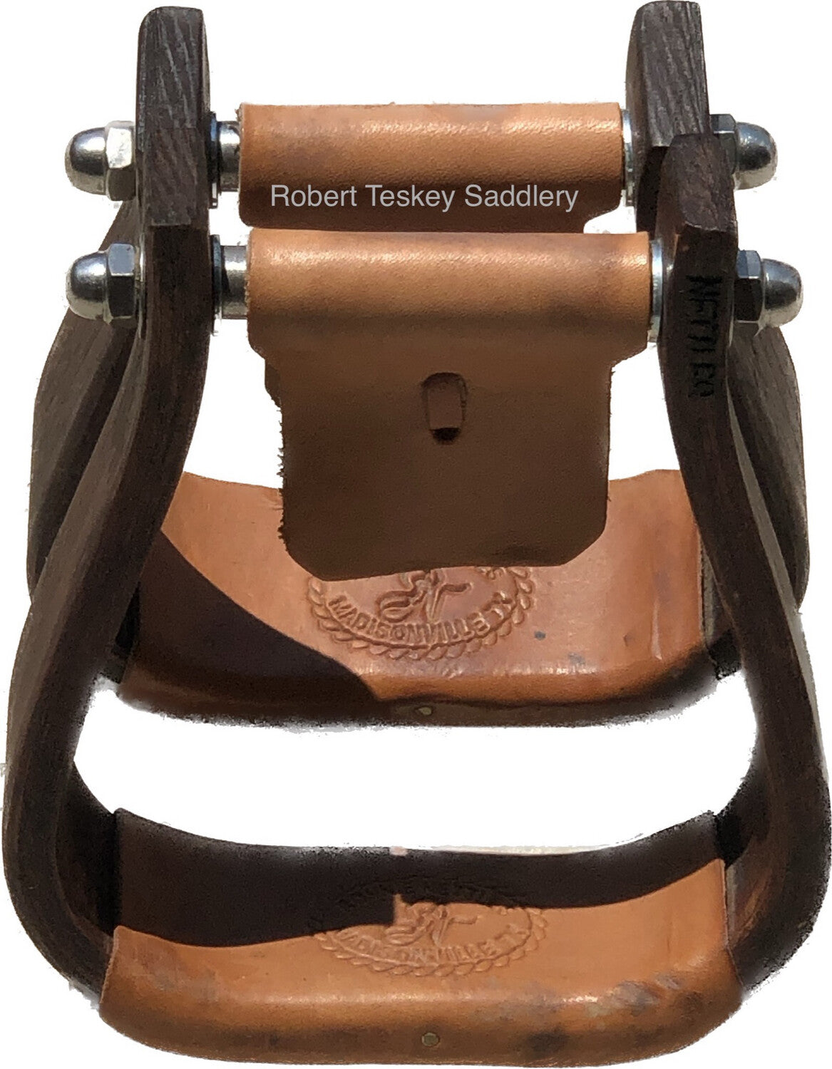 The Chisholm Ronnie Nettles Stirrups with 2- inch Tread Width in Gunstock Finish