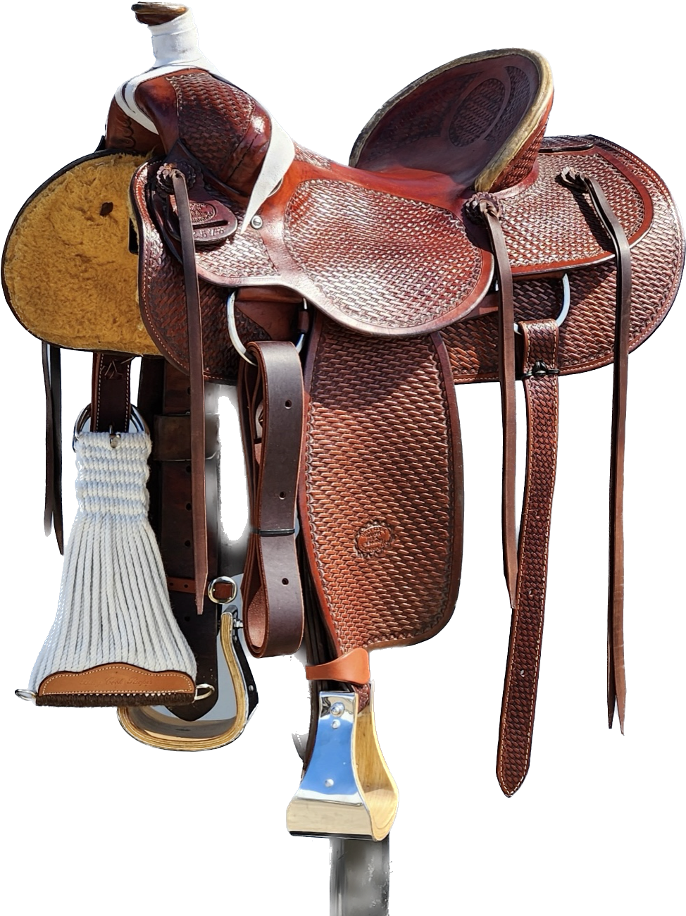 Billy Cook High Country Ranch Roping Saddle with a 16- inch Slick Out High Back Seat in Medium Finish