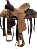 Heart O Texas Kid’s Saddle with a 14- inch Light Rough Out Seat in Dark Oil Finish 050125