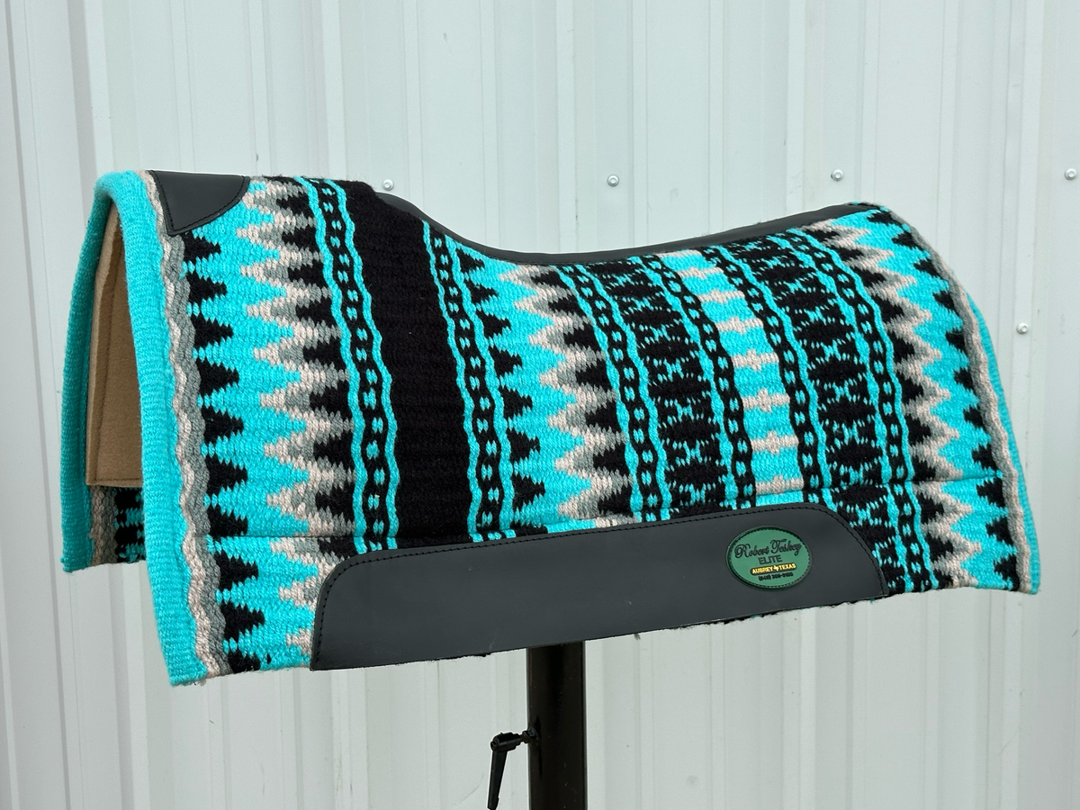 Robert Teskey Elite Wool Top Contoured 1” Memory Felt Bottom Saddle Pad 34”x36” Turqoise